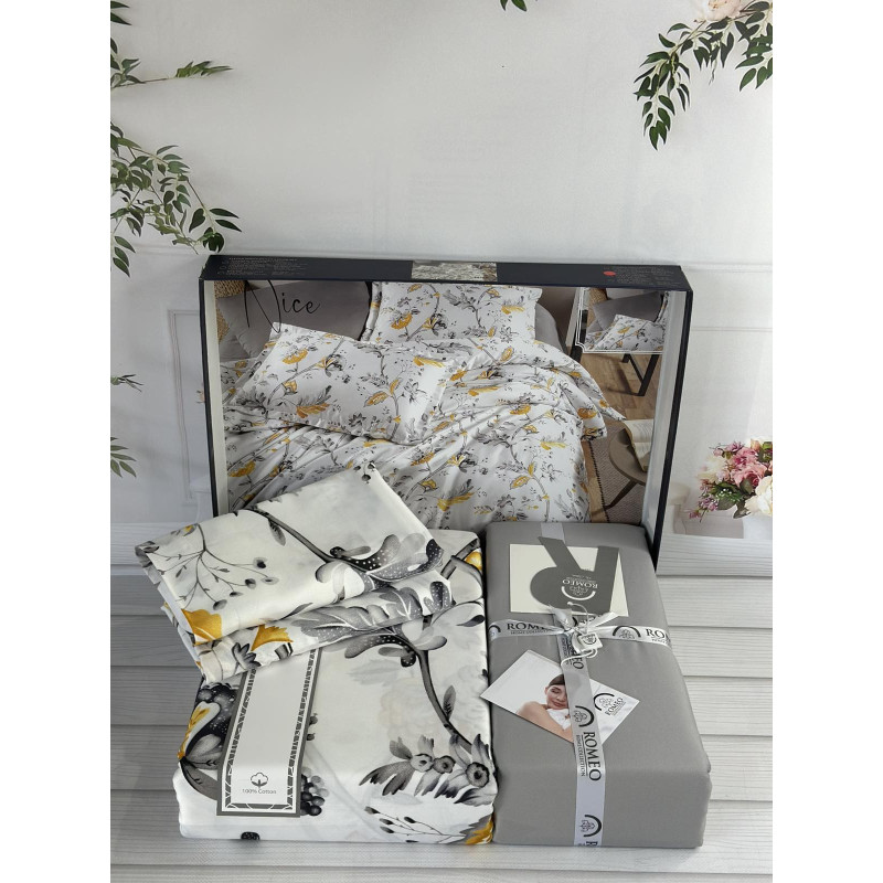 Прекрасна сатинова постільна білизна. Євро розмір. Romeo home Туреччина. (69258)