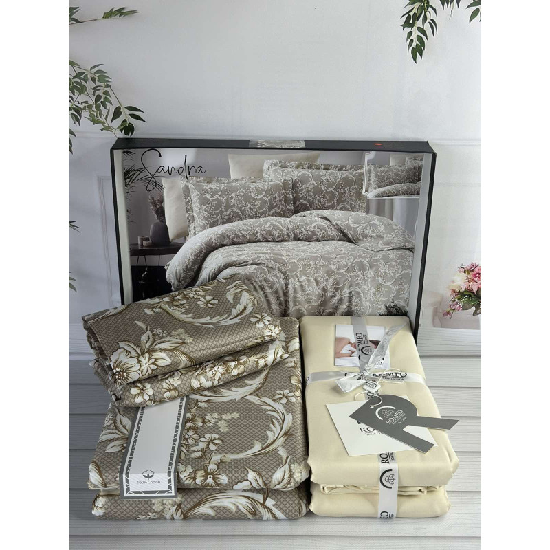 Сандра сатинова постільна білизна. Євро розмір. Romeo home Туреччина. (35434)