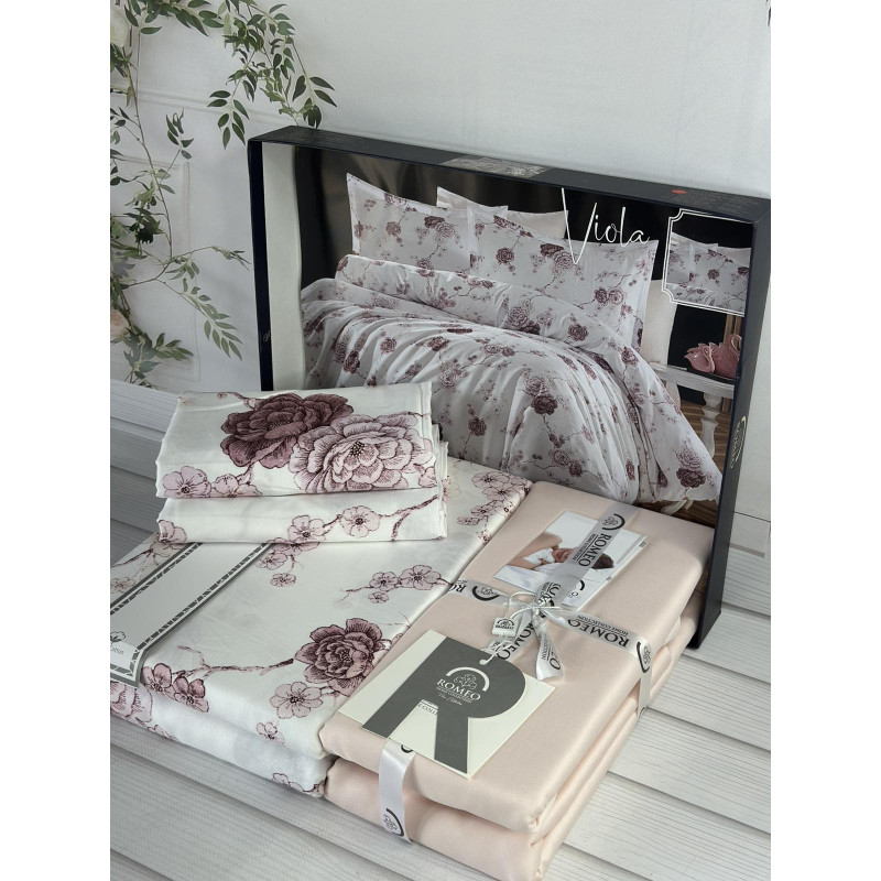 Viola сатинова постільна білизна. Євро розмір. Romeo home Туреччина. (42188)