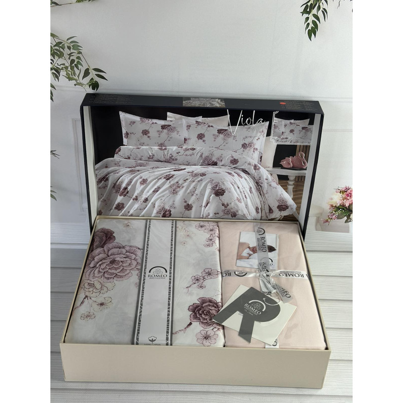 Viola сатинова постільна білизна. Євро розмір. Romeo home Туреччина. (42188)