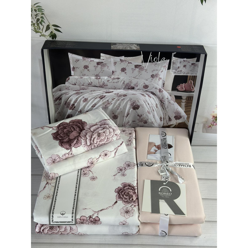 Viola сатинова постільна білизна. Євро розмір. Romeo home Туреччина. (42188)