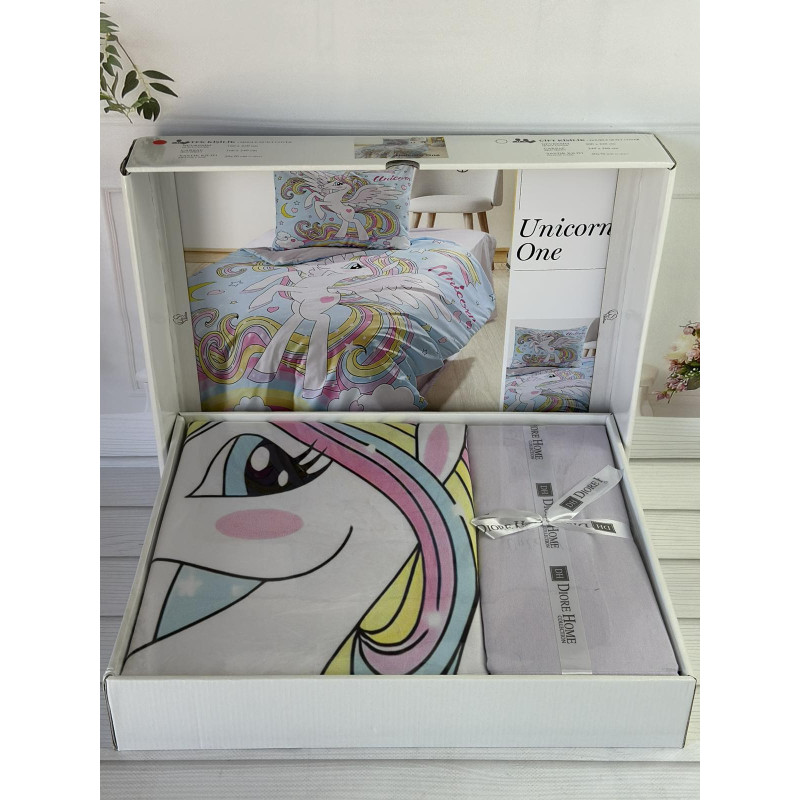 Unicorn дитяча полуторна постільна білизна. Ранфорс. Romeo home Туреччина. (57625)