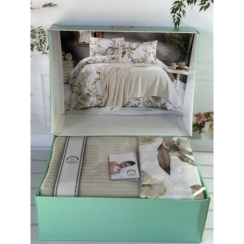 Bej Літній набір з Плед машинна в'язка. Romeo home Туреччина (85802)