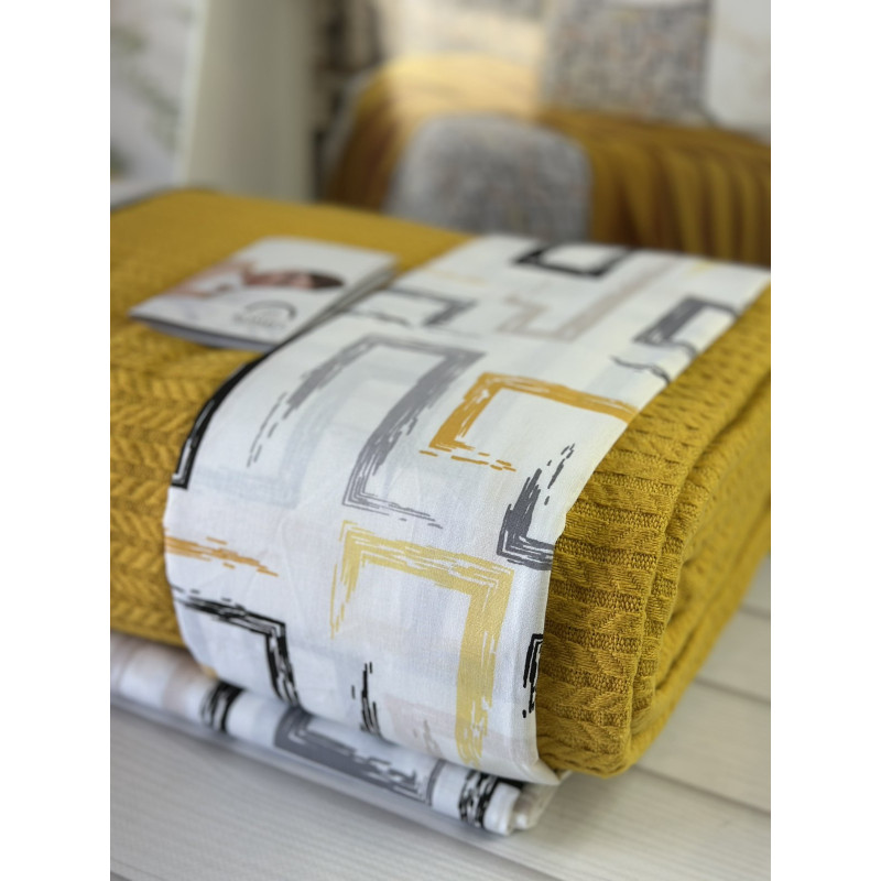 Жовтий Літній набір з Плед машинна в'язка. Romeo home Туреччина (48660)