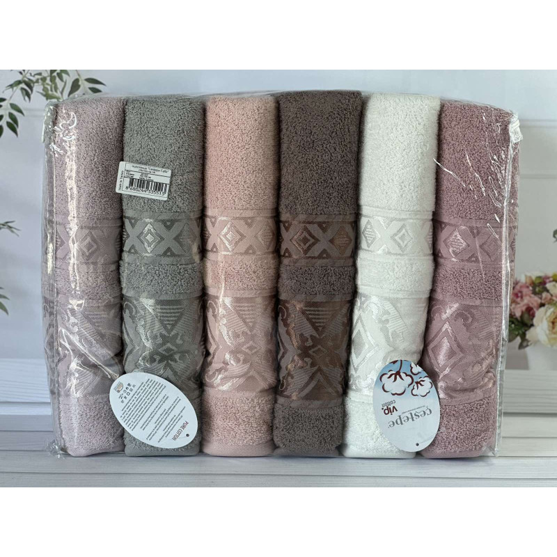 Vip cotton Falfa махрові рушники 50х90см., 6 шт/уп. CestepeТуреччина. (62896)