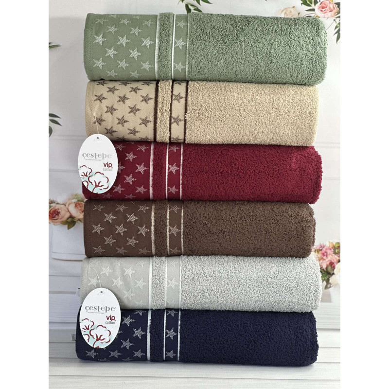 Vip cotton Star махрові рушники 50х90см., 6 шт/уп. CestepeТуреччина. (44517)