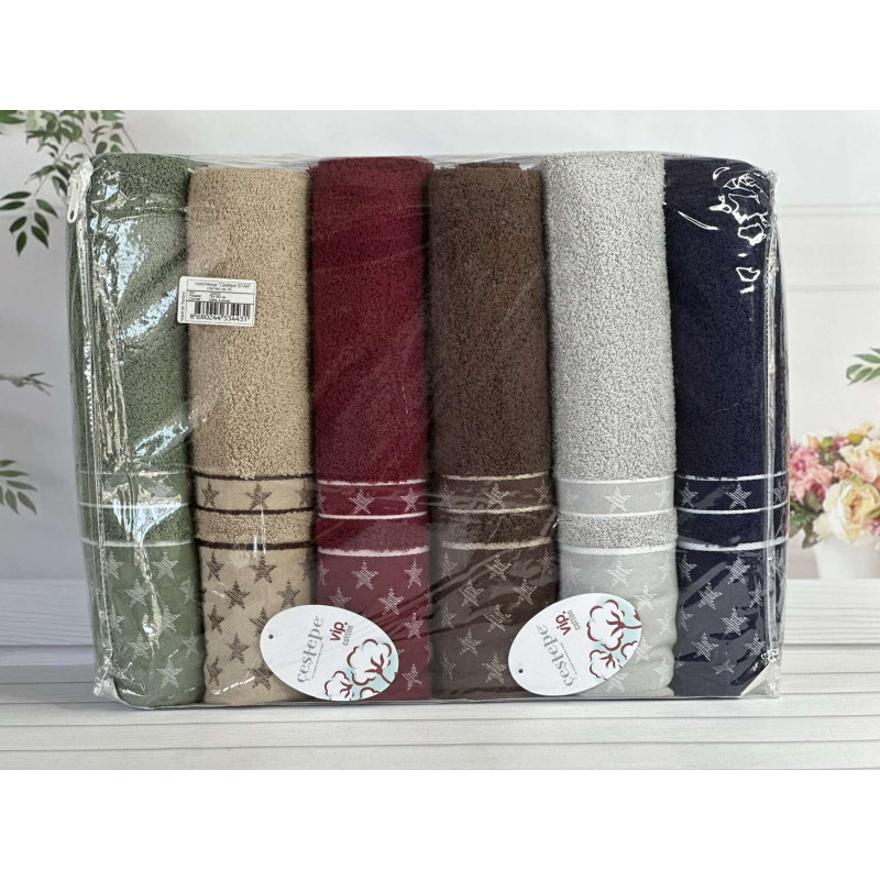 Vip cotton Star махрові рушники 50х90см., 6 шт/уп. CestepeТуреччина. (44517)