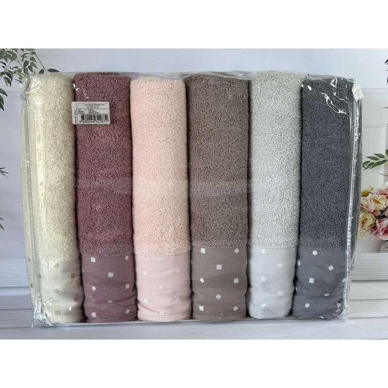 Vip cotton Inci махрові рушники 70х140см., 6 шт/уп. CestepeТуреччина. (64359)
