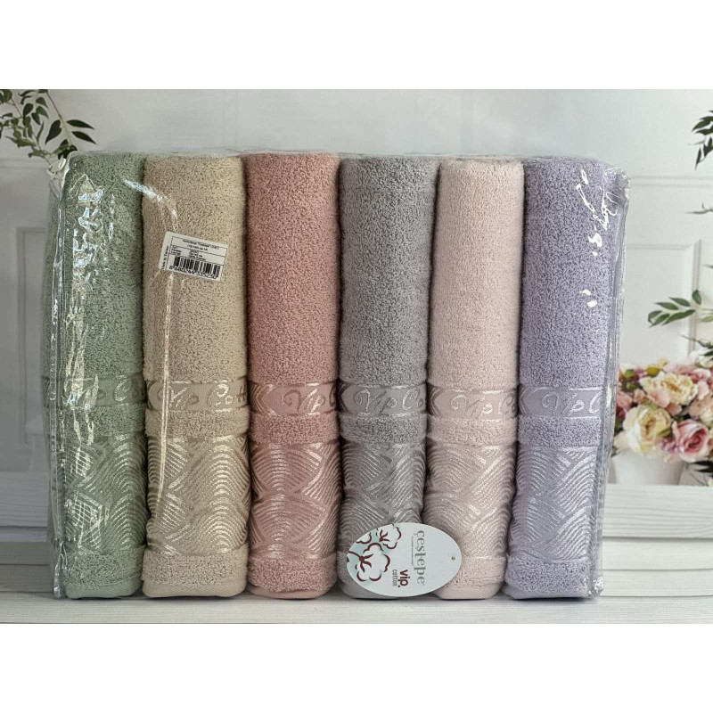 Vip cotton Linens махрові рушники 70х140см., 6 шт/уп. CestepeТуреччина. (26322)