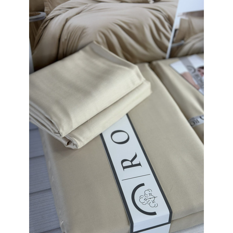 Tensel Drew Bej сатинова постільна білизна. Євро розмір. Romeo home Туреччина. (82110)