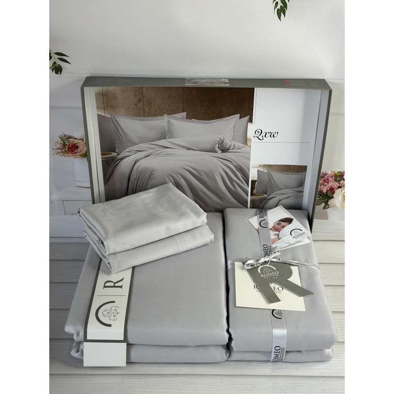 Tensel Qxm Gri сатинова постільна білизна. Євро розмір. Romeo home Туреччина. (51903)
