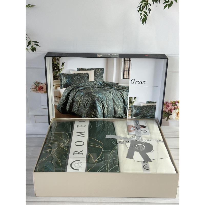 Grace сатинова постільна білизна. Євро розмір. Romeo home Туреччина. (76925)