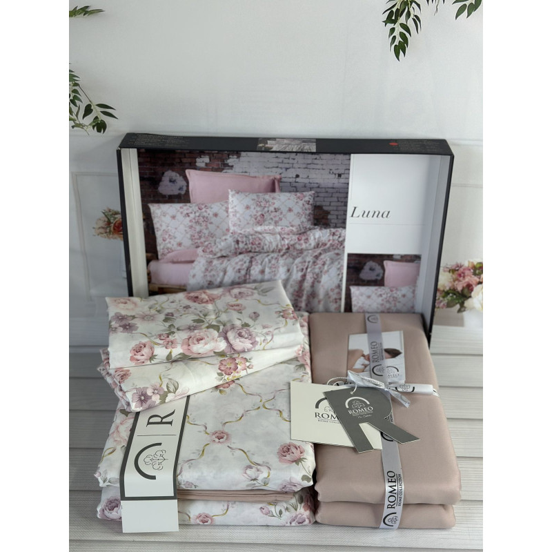 Luna сатинова постільна білизна. Євро розмір. Romeo home Туреччина. (52426)