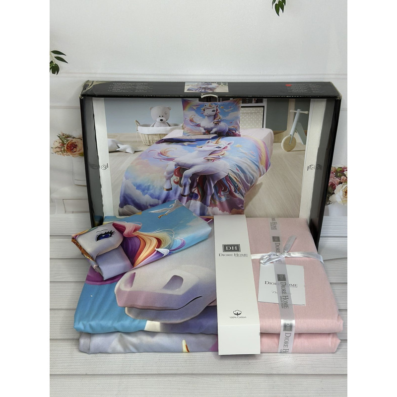 Edinorog дитяча полуторна постільна білизна. Ранфорс. Romeo home Туреччина. (33510)
