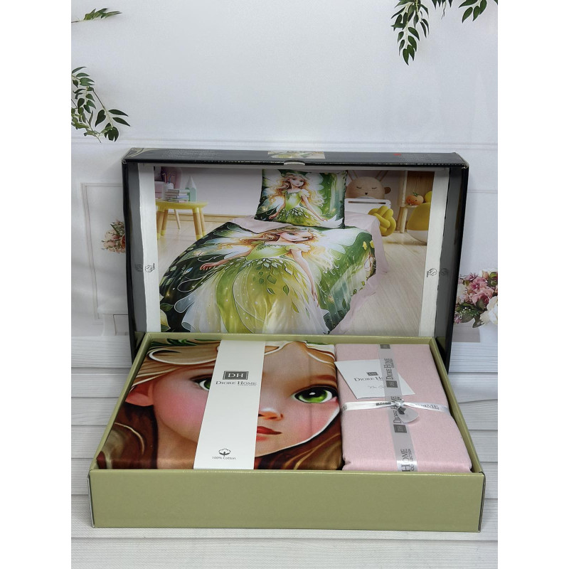 Sarila yesil дитяча полуторна постільна білизна. Ранфорс. Romeo home Туреччина. (57522)