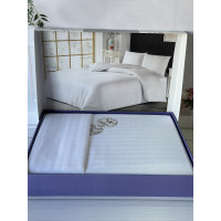 Євро розмір. Постільна білизна. Однотонний в полоску (страйп) Поликотон. Happy cotton Туреччина 05 (77338)