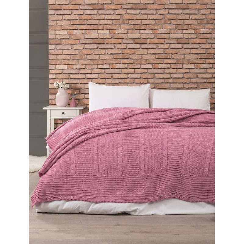 Pembe в'язаний акріловий плед. Belizza Туреччина. (65687)