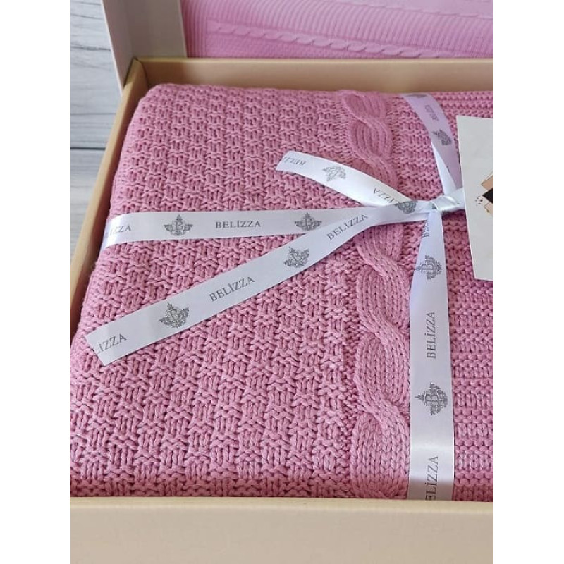 Pembe в'язаний акріловий плед. Belizza Туреччина. (65687)