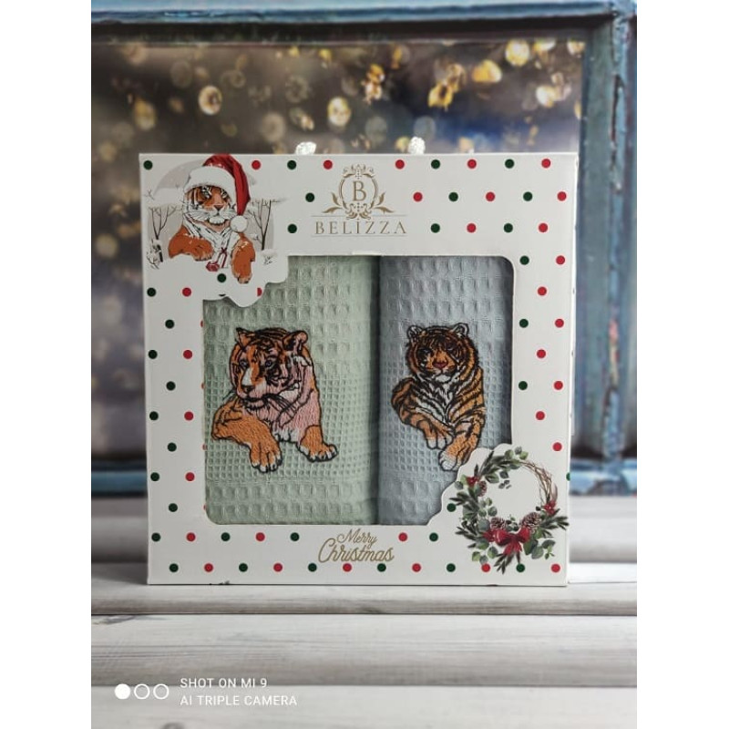 Belizza Tiger oturan 004 galava, вафельні рушники 40х60см., 2в1 (72715)