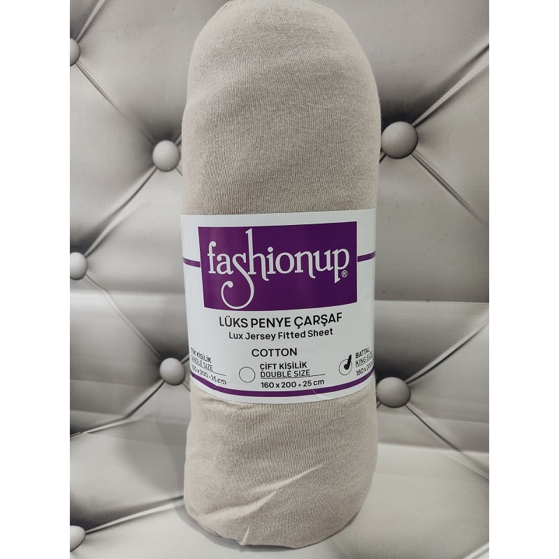 Bej 160х200см., трикотажне простирадло на резинці. Fasionup Туреччина. (41299)