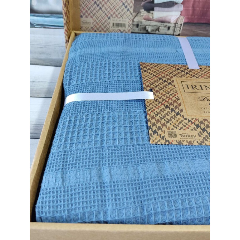 Blue вафельне піке 210х230см. Irina home Туреччина. (72020)