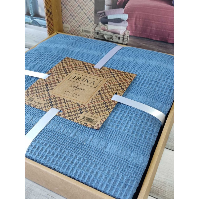 Blue вафельне піке 210х230см. Irina home Туреччина. (72020)