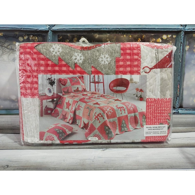 9863 red полуторне покривало. Бавовна. Miss Bella Туреччина (78108)