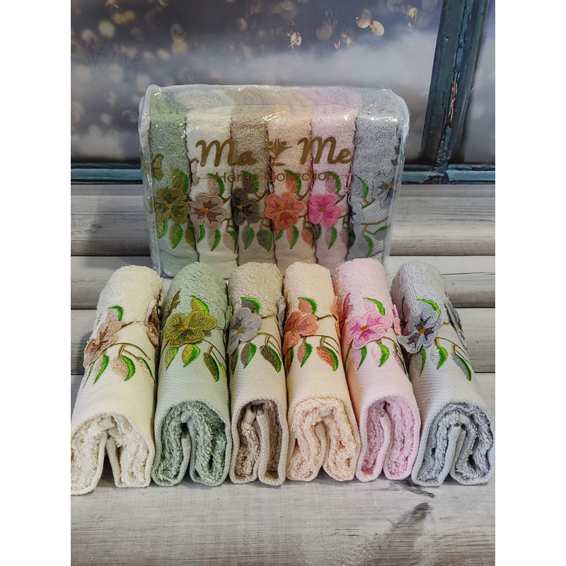 Mame Flowers 30х50см., 6 шт/уп. кухонні махрові рушники (46197)
