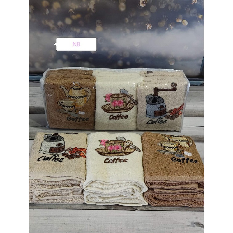 Mame Kofe 30х50см., 6 шт/уп. Кухонні рушники. ПВХ упаковка. (55354)