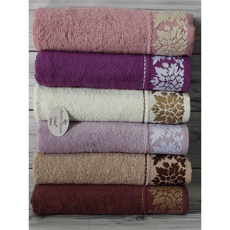 Kabartma cicek бавовняні рушники 70х140см., 6шт/уп. Sweet dream Туреччина. (40007)