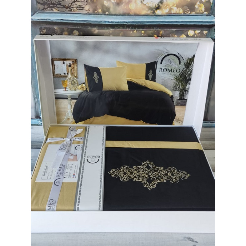 Vis.Yellow black Євро розмір. Ранфорс. Romeo Туреччина. (34712)