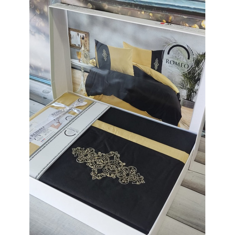 Vis.Yellow black Євро розмір. Ранфорс. Romeo Туреччина. (34712)