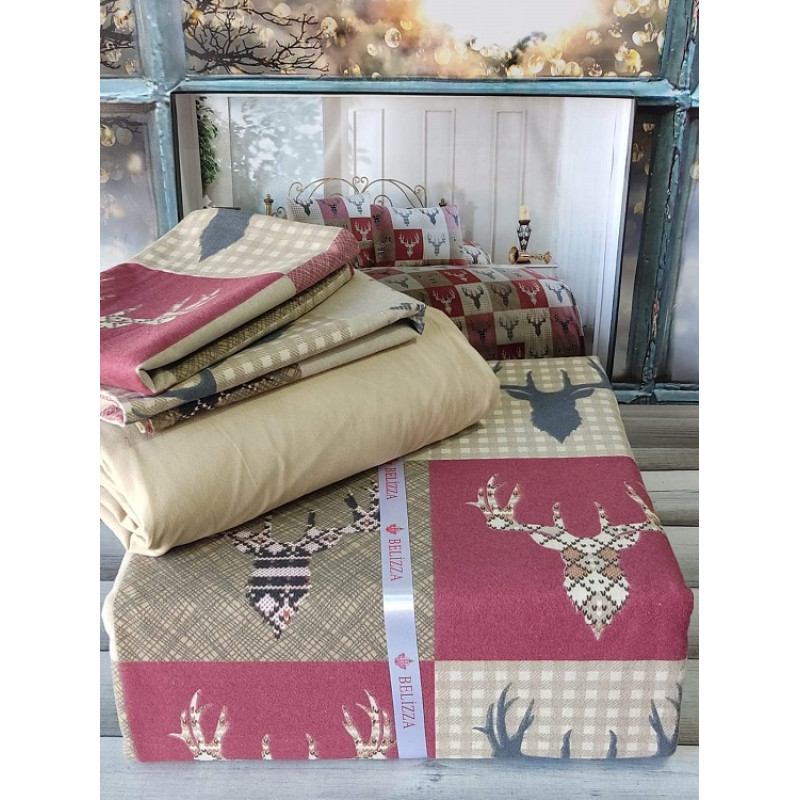 Border полуторна фланелева постільна білизна. Бавовна. Belizza Туреччина. (62306)