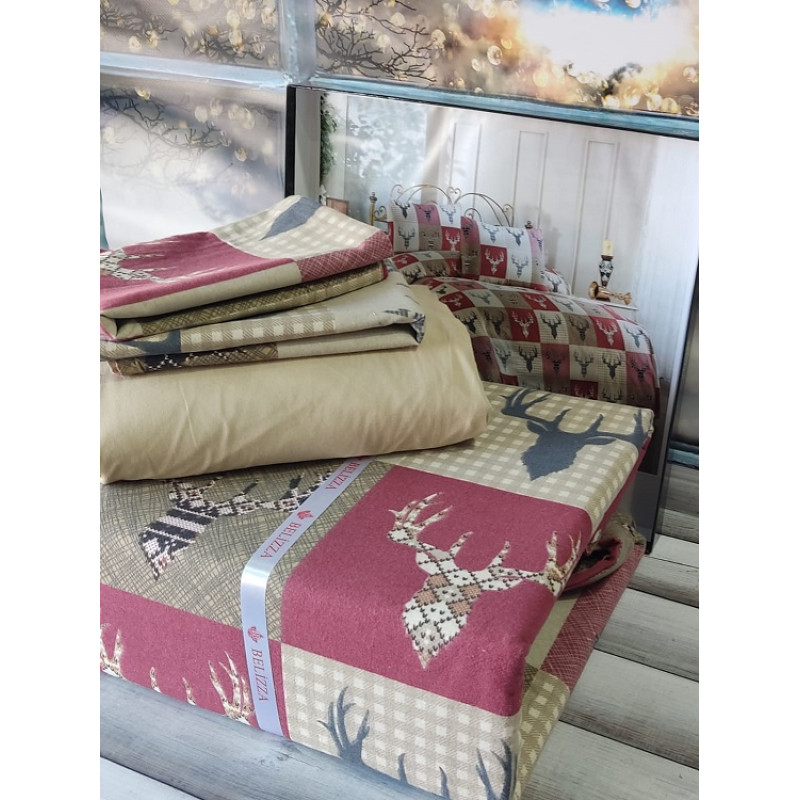 Border полуторна фланелева постільна білизна. Бавовна. Belizza Туреччина. (62306)
