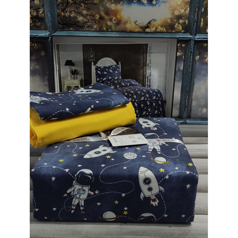 Space фланелева постіль. Полуторний розмір. Belizza Туреччина. (23979)