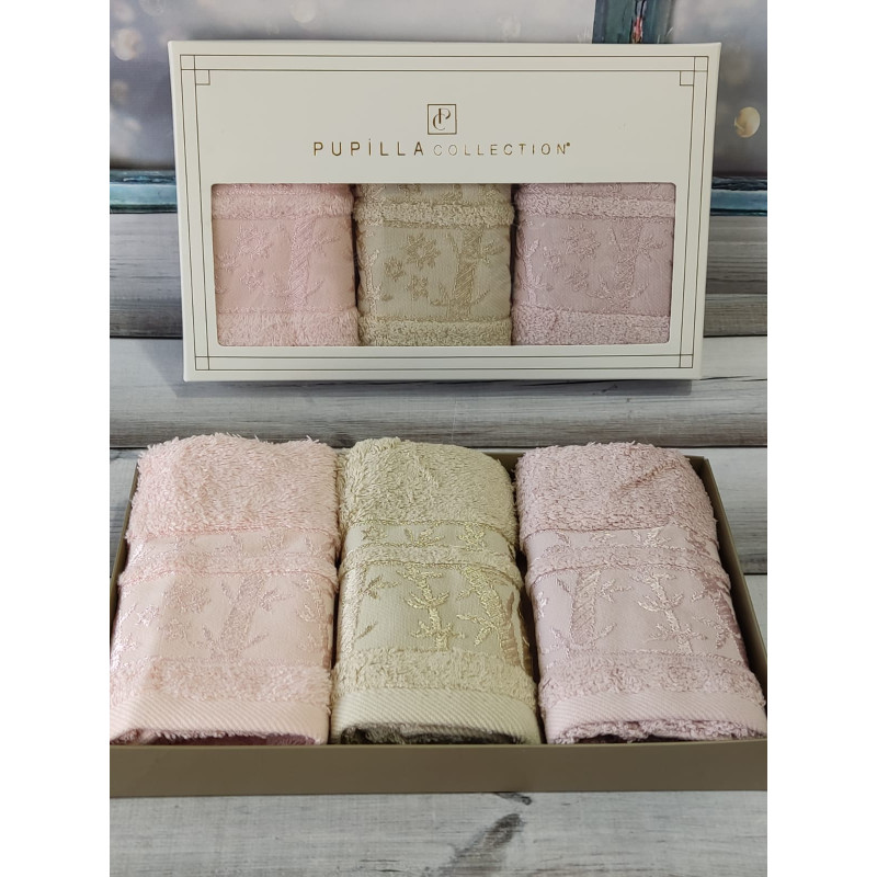 Pupilla Elite acik persik 30х50см., 3в1. Бамбукові рушники. (23947)