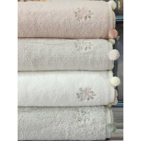 Sila flowers 4в1 пенье 70х140см., рушники з помпонами. Pupilla Туреччина (38948)