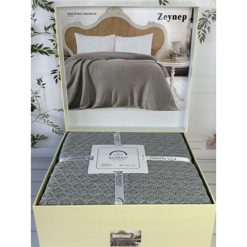 Zeynep gri в'язаний акріловий плед. Romeo Home Туреччина. (13972)