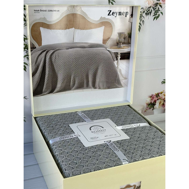 Zeynep gri в'язаний акріловий плед. Romeo Home Туреччина. (13972)