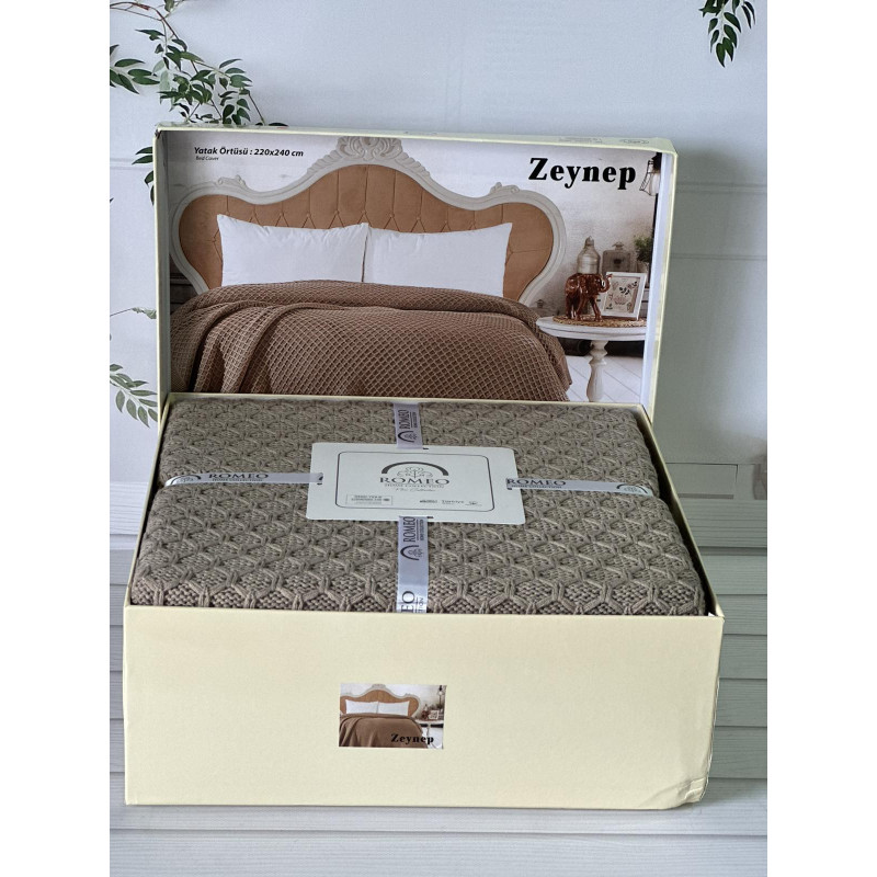 Zeynep koyu kahve в'язаний акріловий плед. Romeo Home Туреччина. (13827)