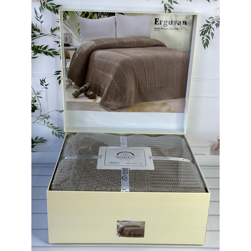 Erguvan koyu kahve в'язаний акріловий плед. Romeo Home Туреччина. (27554)