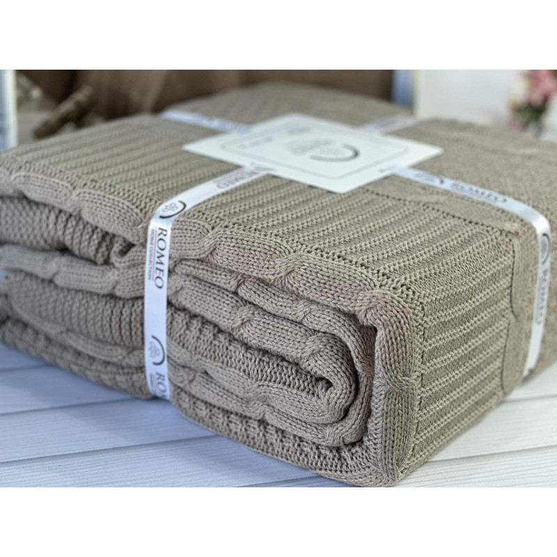 Erguvan koyu kahve в'язаний акріловий плед. Romeo Home Туреччина. (27554)