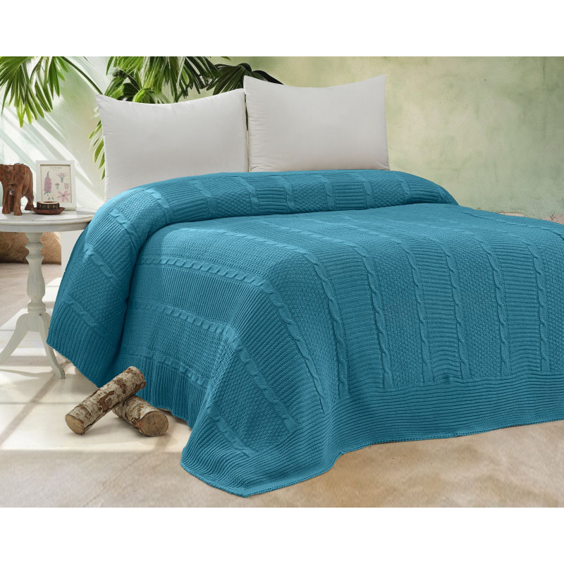 Erguvan petrol в'язаний акріловий плед. Romeo Home Туреччина. (49427)