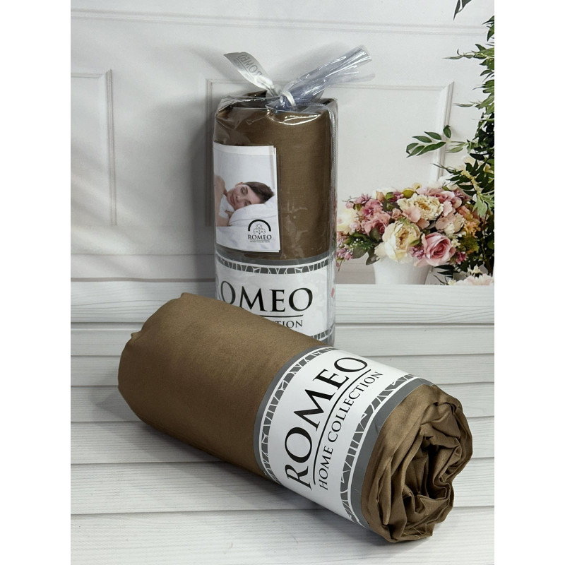 Duz Kahve 160х200см., сатинове простирадло на резинці. RomeoТуреччина. (42957)