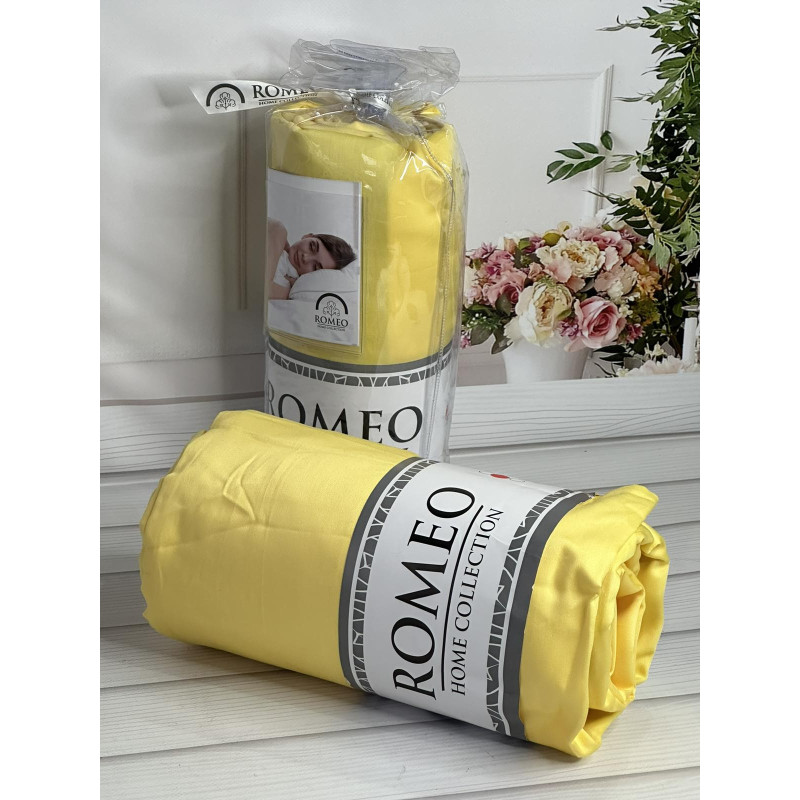 Duz Yellow 180х200см., сатинове простирадло на резинці. RomeoТуреччина. (86329)