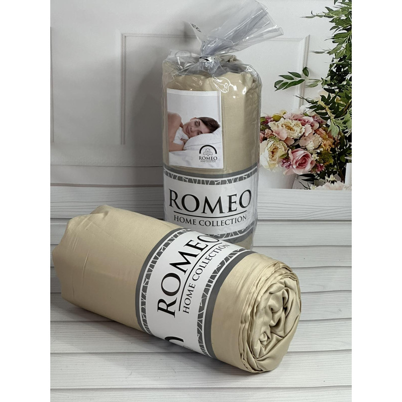 Duz bej 180х200см., сатинове простирадло на резинці. RomeoТуреччина. (58421)
