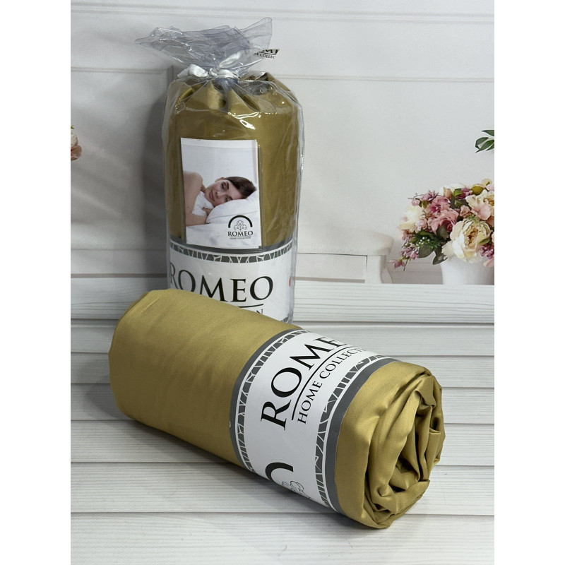 Duz sari 180х200см., сатинове простирадло на резинці. RomeoТуреччина. (68794)