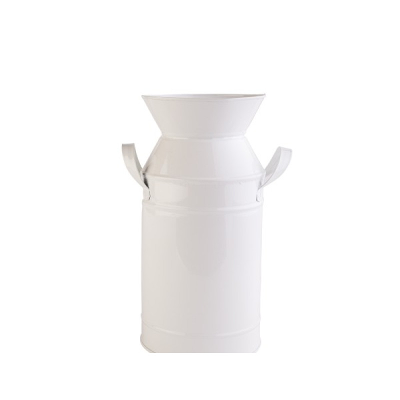 Декоративна ваза Barine - Metal Milk Can White S