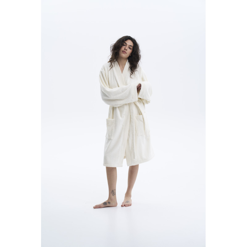 Бавовняний халат Lotus Home Vera кремовий, розмір L/XL