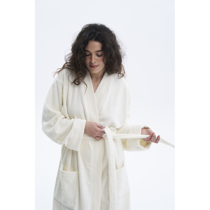 Бавовняний халат Lotus Home Vera кремовий, розмір L/XL